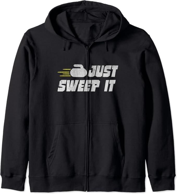 Just Sweep it Funny Curling Zip Hoodie Clothing, Shoes